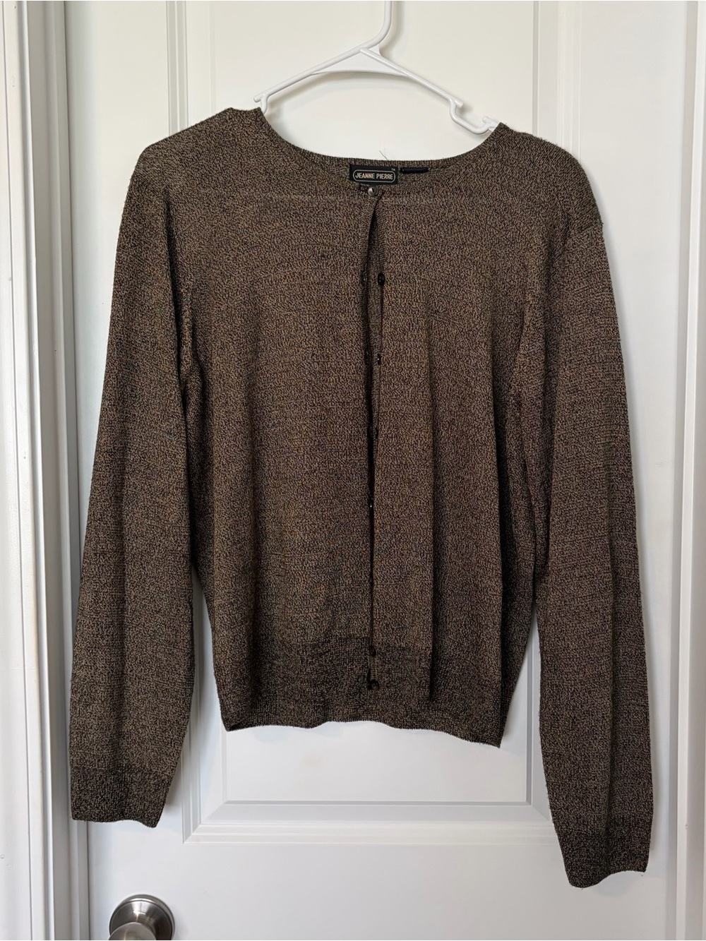 JEANNE PIERRE Brown Marled Knit Button-Front Cardigan
Size L